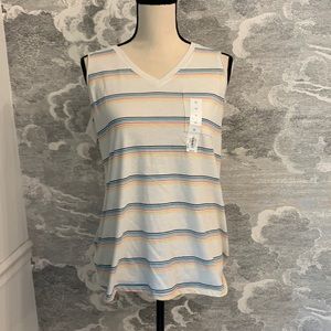 Kohl’s white tank top with strips size M, NWT
